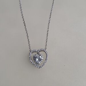 .925 Sterling Silver Crystal Heart Necklace